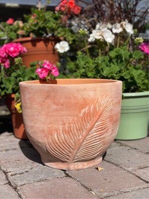 clay leaf round pot lrg