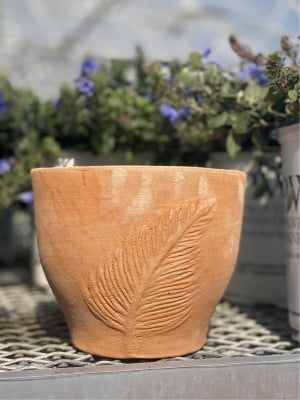 clay leaf round pot sm